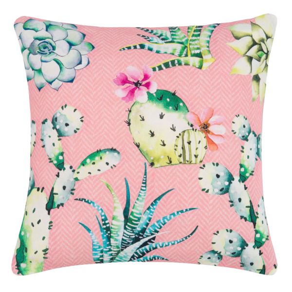 pink and green cactus design cushion