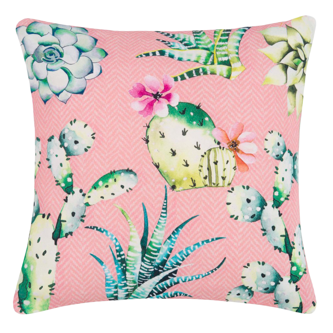 pink and green cactus design cushion