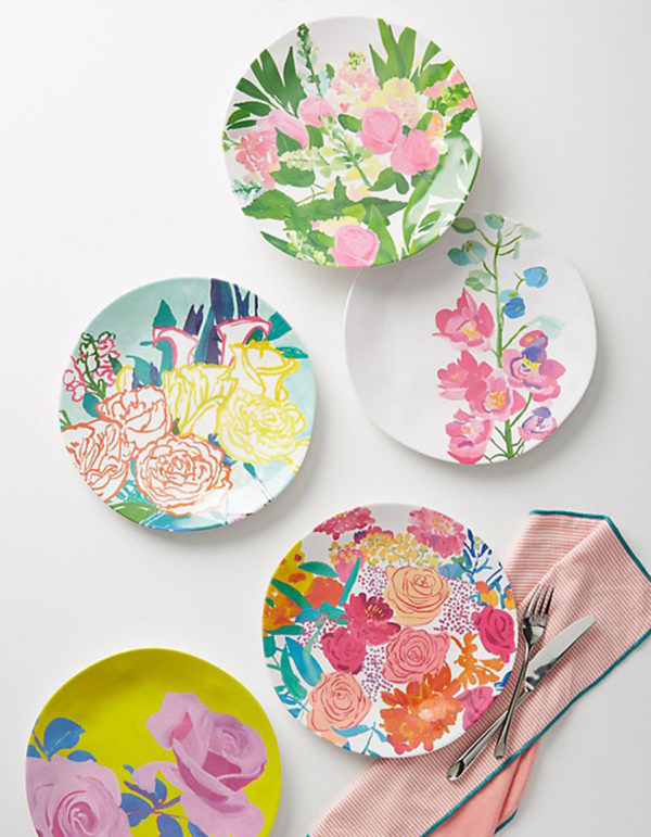 Image of floral melamine plates