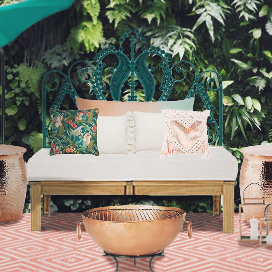 Picture of a bohemian outdoor styling in pink and cooper