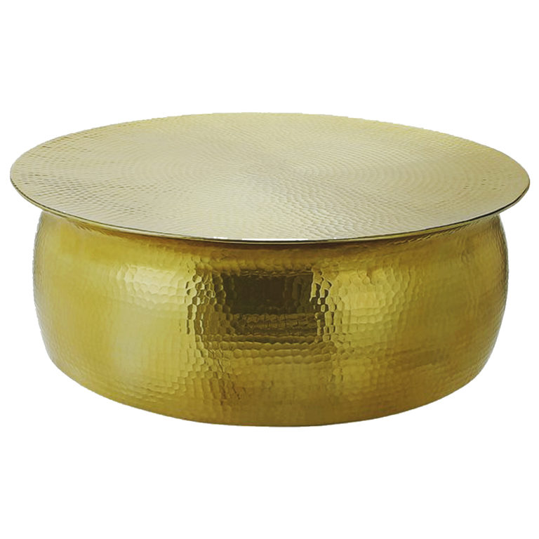 Hammered Drum Coffee Table Gold Arco Style