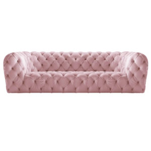 Pink Leather 3 Seater Chesterfield Sofa